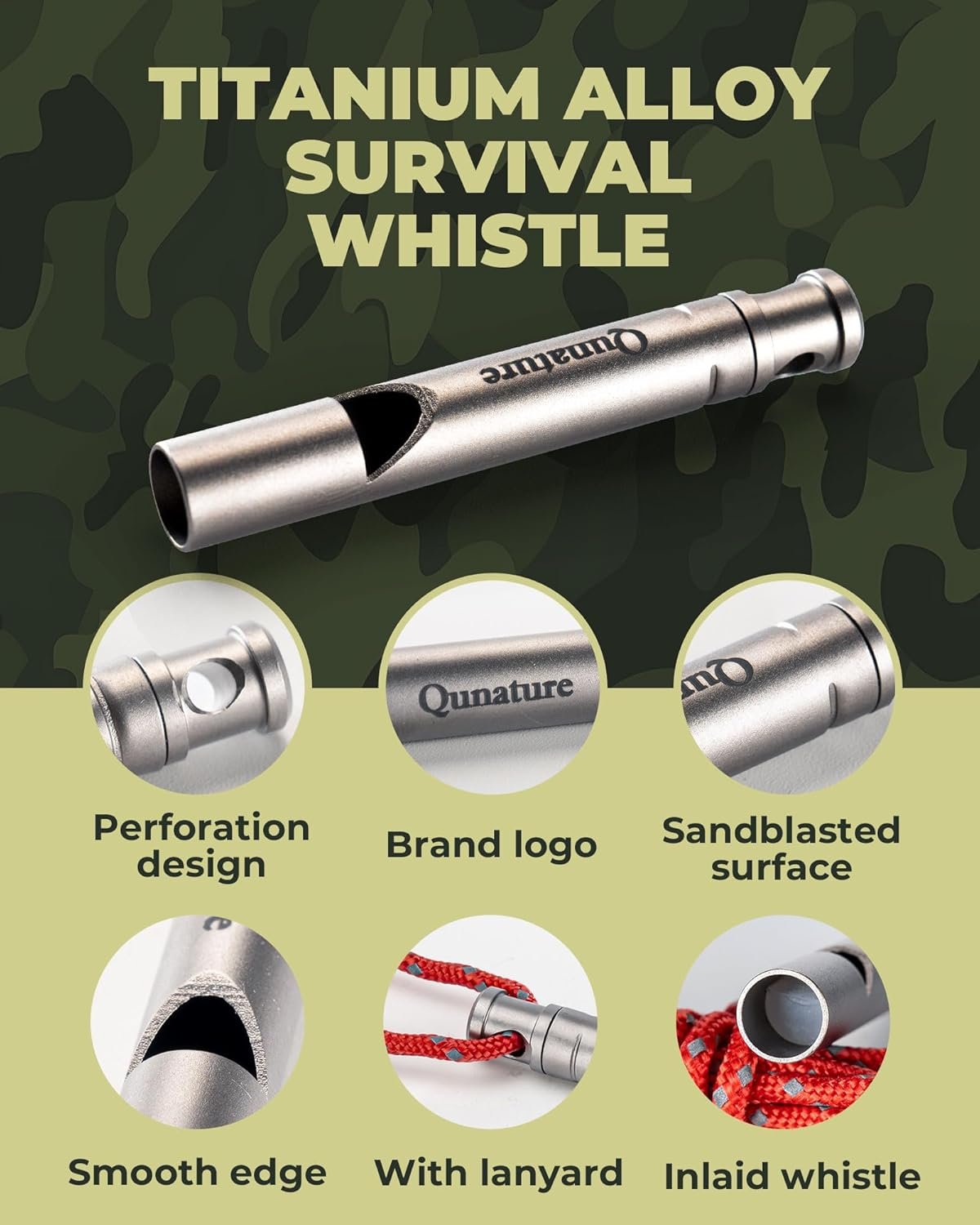 Sifflet de survie en titane 120 dB pour randonnée camping chasse escalade – Image 2