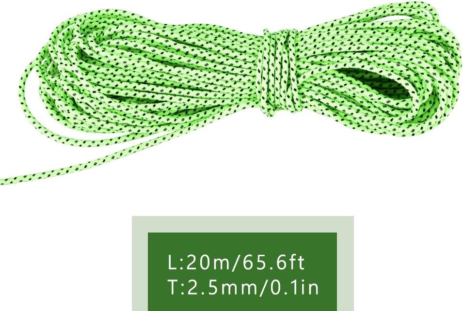 2 mm Paracord Leuchtend, Tente de Corde Réfléchissante, 20 m Tente de Cam Extérieure Auvent Réfléchissant Guyline Corde Guy Line Cord – Image 6