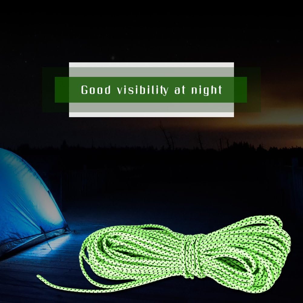 2 mm Paracord Leuchtend, Tente de Corde Réfléchissante, 20 m Tente de Cam Extérieure Auvent Réfléchissant Guyline Corde Guy Line Cord – Image 3