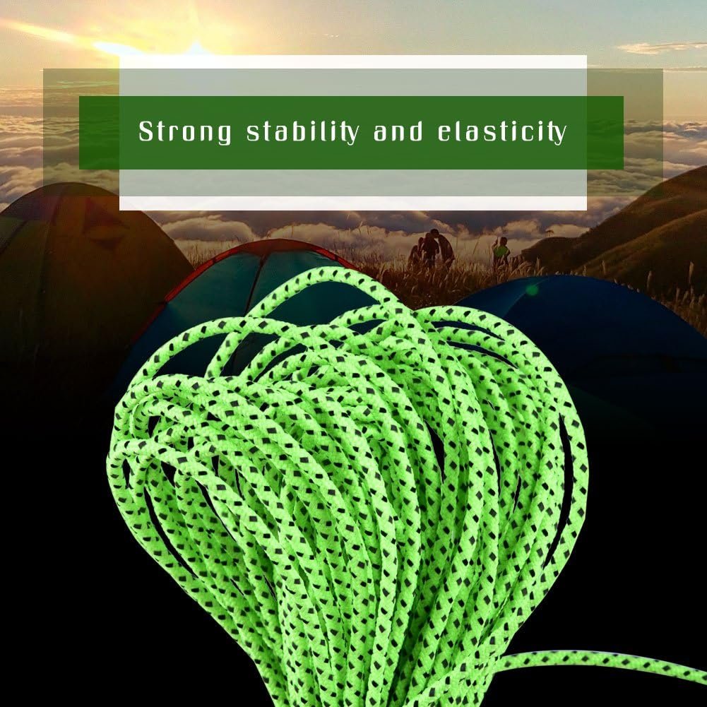 2 mm Paracord Leuchtend, Tente de Corde Réfléchissante, 20 m Tente de Cam Extérieure Auvent Réfléchissant Guyline Corde Guy Line Cord – Image 2