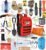 WONCROW Kit de Survie Complet XXL – Kit d&rsquo;Urgence de Randonnée + Couverture de Survie + Sac à Dos Allume-feu Équipement Militaire Camping Pharmacie Équipement Complet Accessoires de Survie en Pierre